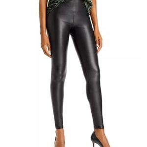 Black faux leather leggings
